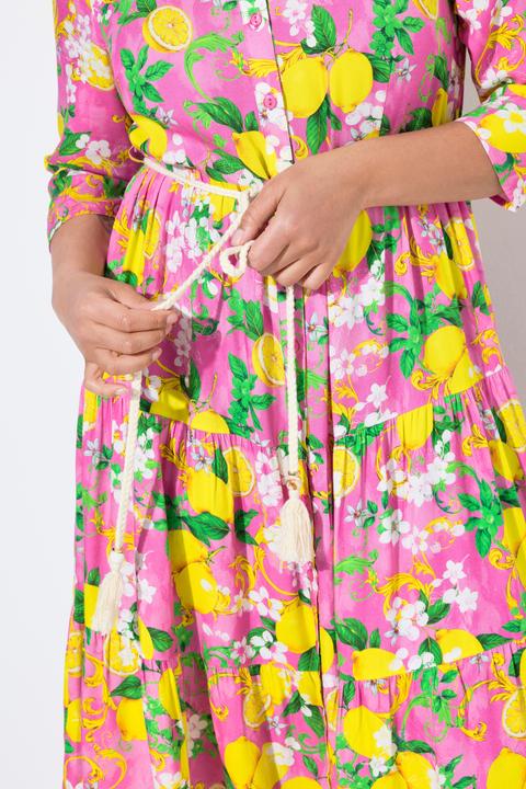 Image du produit Miamoda Blusenkleid, A-Linie, Midilänge, Zitronen-Muster (52)