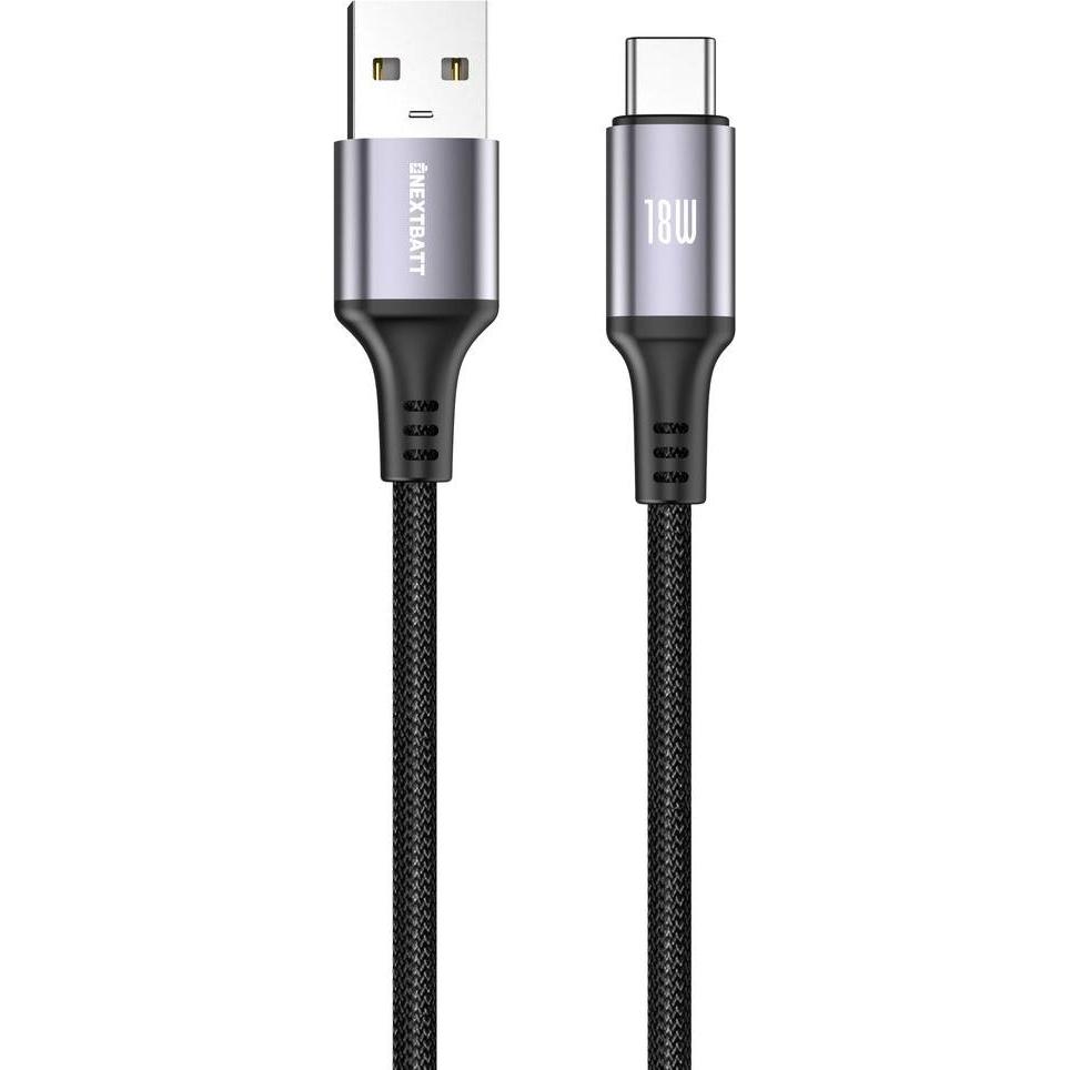 Nextbatt USB-A to USB-C Cable 18W, 1m - Black (1 m, 18 W), Cavo USB