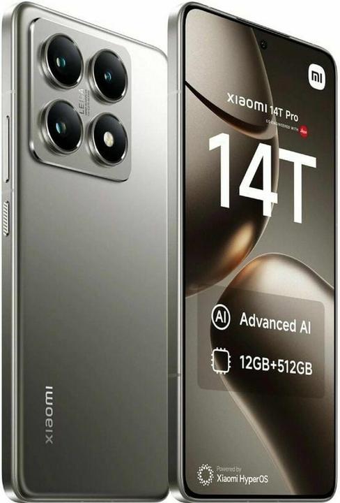 Image du produit Xiaomi 14T Pro 12+256 Gris Titane, LDU (256 Go, Gris Titan, 6.67", Double SIM, 5G)