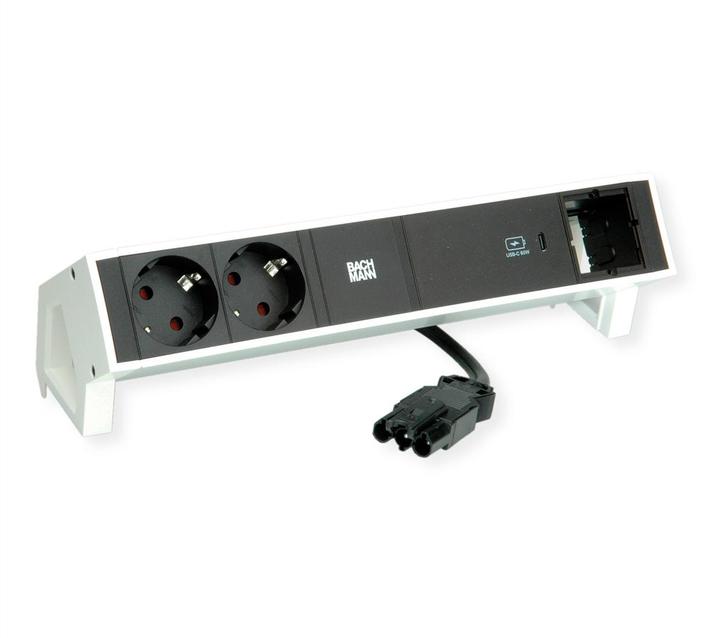 Actual product image Bachmann DESK 2 2x socket 1x USB-C Charger 60W 1x CM (902.937), white (2x, CEE 7/3, Type 26)