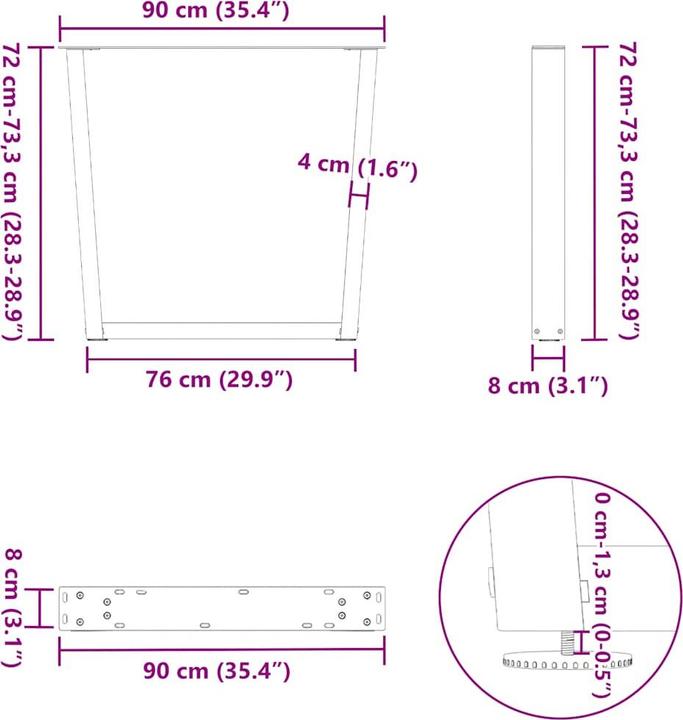 Actual product image vidaXL Esstischbein