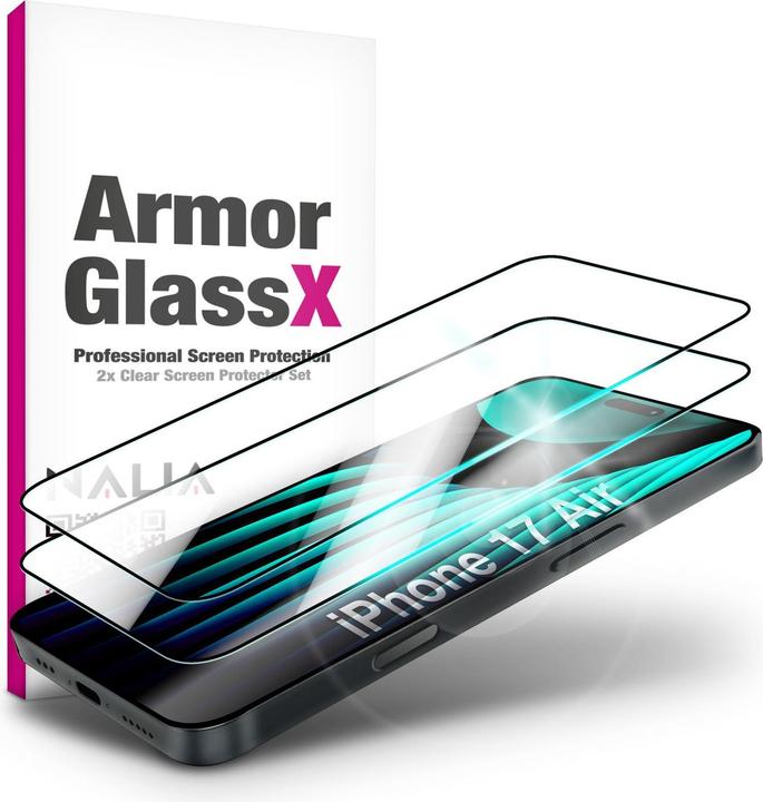 Produktbild Nalia Schutzglas "ArmorGlassX" - 2x Display Glas Ultra Klar 9H Härte - Screen Protector Tempered Glass (2 Stk., Apple iPhone 17)