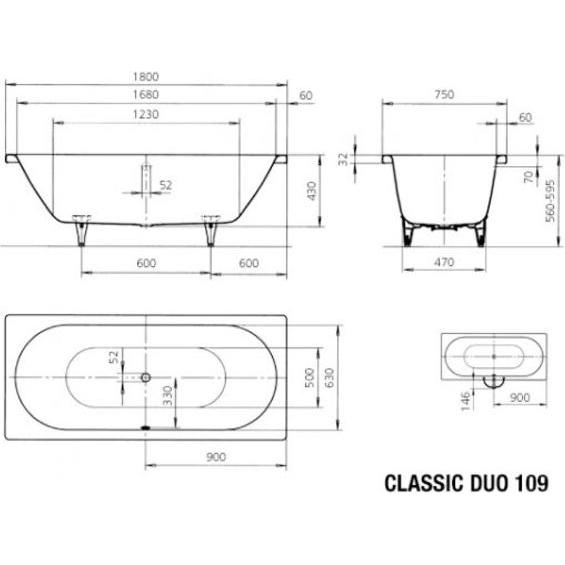 Thumbnail - Kaldewei, Babybadewanne, Classic Duo 109 180x75cm