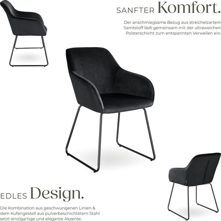 Actual product image tectake Dining chair Jeane, velvet look, cantilever frame