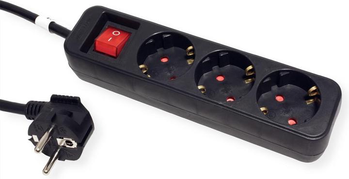 Actual product image Roline 3-way power strip with switch black 6m (3x, CEE 7/3, 6 m)