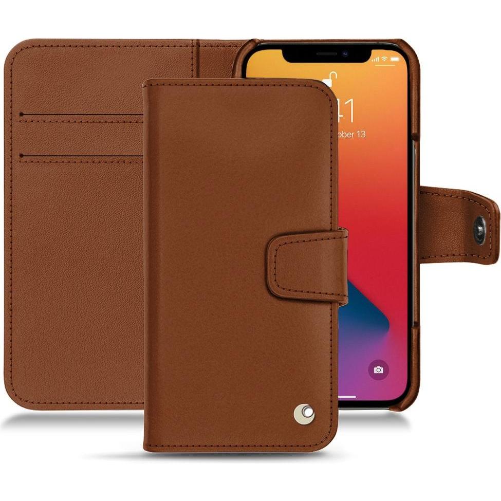 Noreve Lederschutzhülle Wallet (Apple iPhone 13 Pro), Smartphone Hülle, Braun