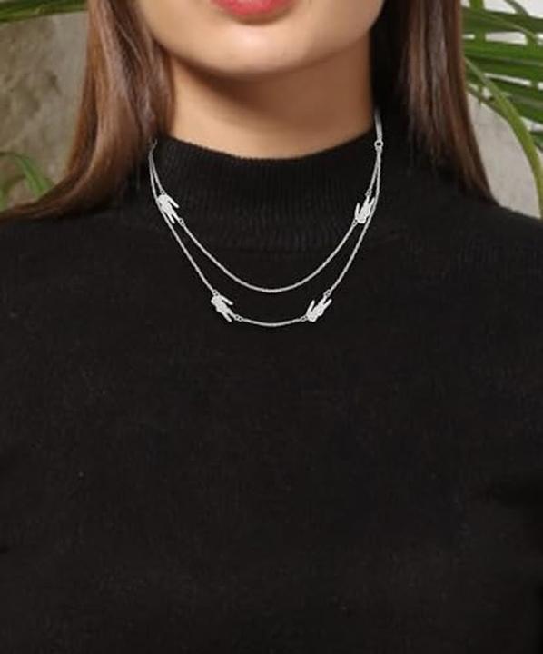 Actual product image Lacoste - Double steel necklace for women Crocodile 2040469 (Stainless steel)