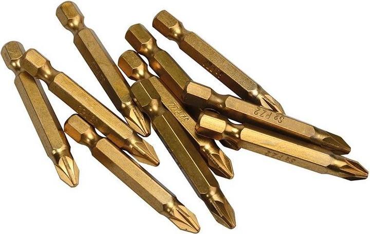 Actual product image BlueSpot Tools Titanium Coated Screwdriver Bits Pz2 X 50mm (pack 10)