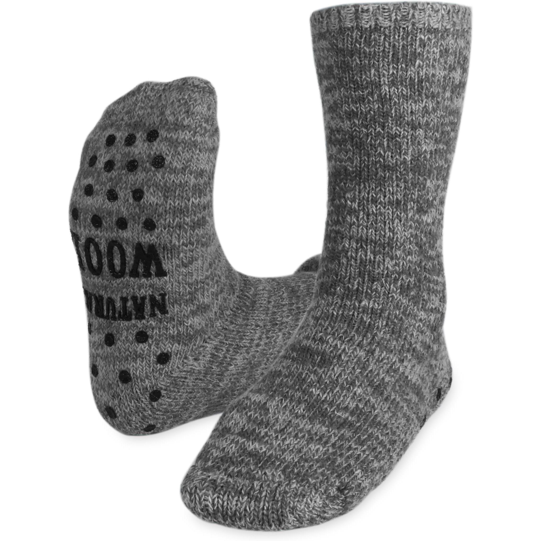 Circle Five, Herren, Socken, Winterhausschuhe mit ABS-Druck - Wollsocken, Grau, (Einzelpack, 47 - 50)