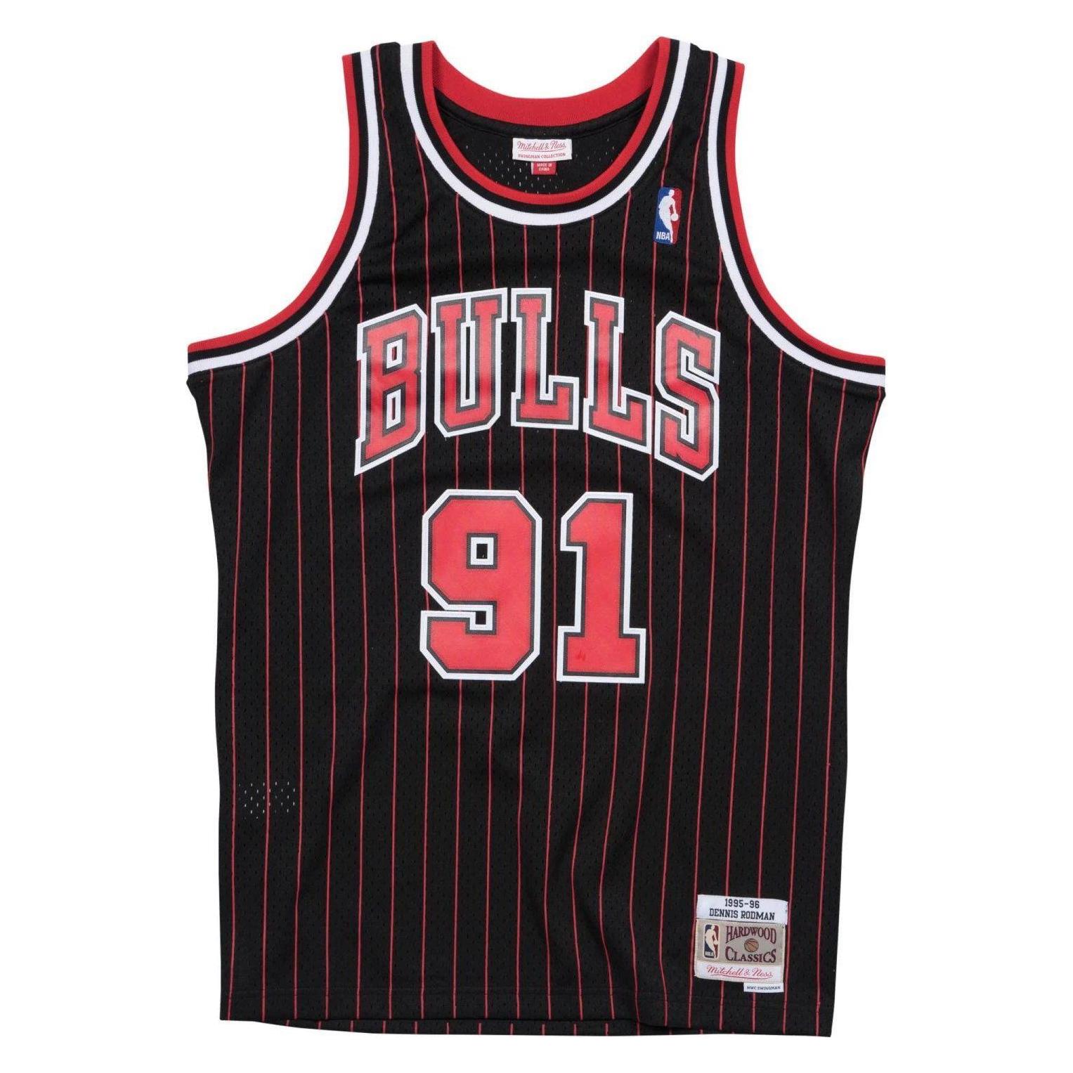 Mitchell & Ness, Mannen, Sportief Shirt, Nba Chicago Bulls Dennis Rodman Jersey Heren (S), Zwart, S