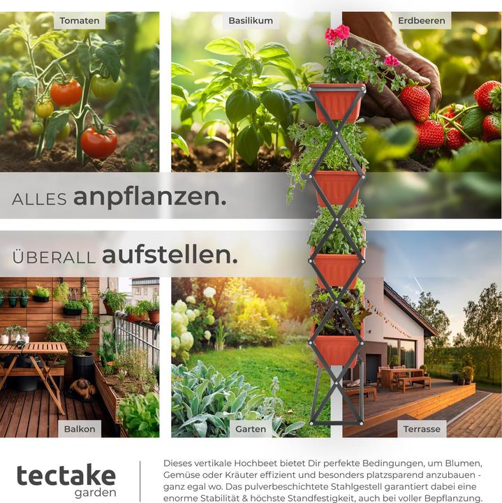 Image du produit tectake Jardinière verticale avec 4 bacs à fleurs