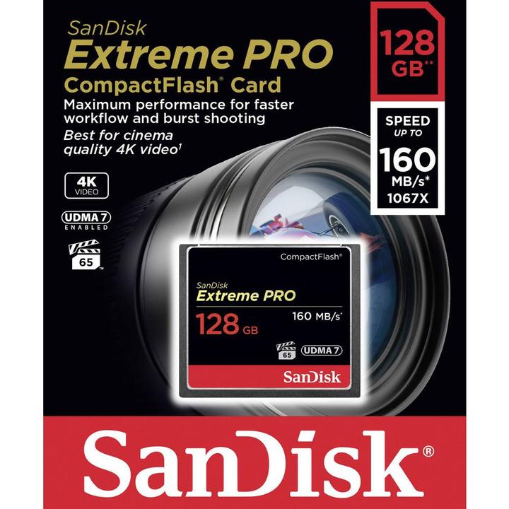 Image du produit SANDISK Extreme Pro Compact Flash (128 Go, CF, UHS-I)