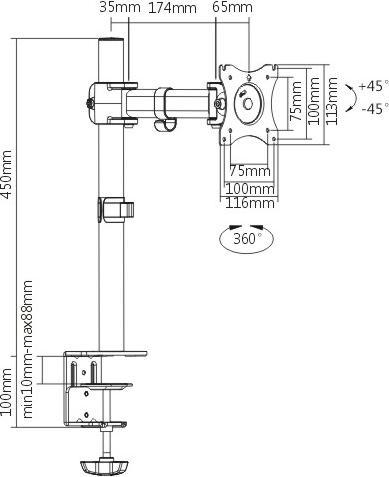 Image du produit Staffa Tv/Monitor Da Tavolo Morsa Dimensioni Da 13 A 27 1 Monitor (Tables, 8 kg, 13" - 27")