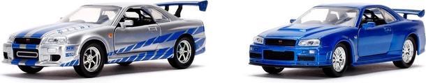 Immagine prodotto Jada Fast and Furious Brian's Nissan Skyline GT-R R34 Silver and GT-R R34 Blue 1:32 Die-Cast Metal 2-Pack