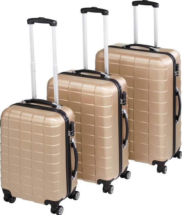 Actual product image tectake 800518 Travel suitcase set 3 pieces, champagne (98 l, M (50 - 90l), L (90 - 115l), XL (from 140l))