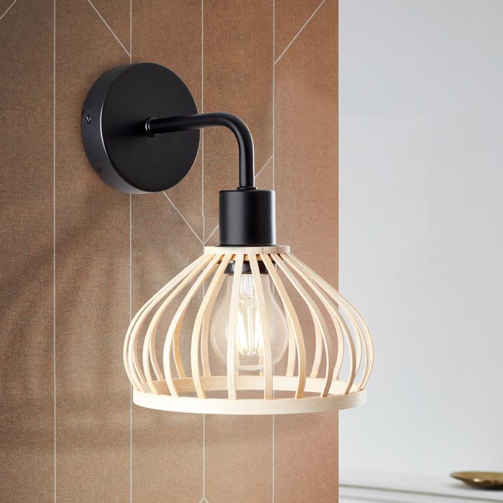 Produktbild Brilliant Norah Wandleuchte schwarz/natur (E27)