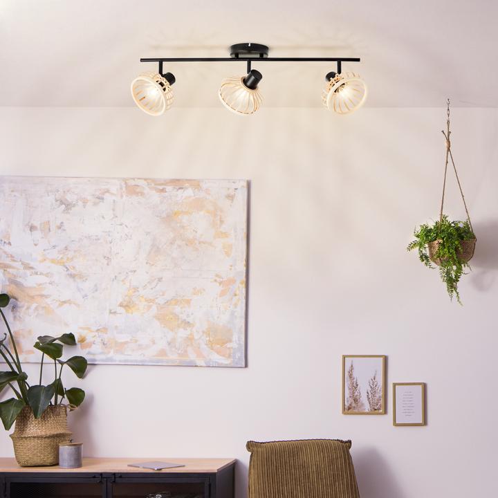 Actual product image Brilliant Norah spot bar 3 lights wood light/black (E14)