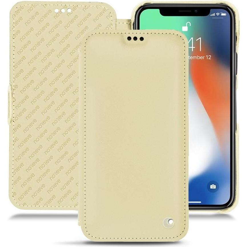 Noreve Lederschutzhülle horizontal (Apple iPhone XR), Smartphone Hülle, Beige