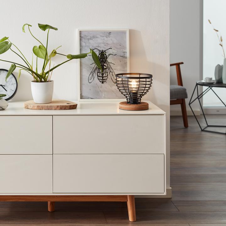 Actual product image Brilliant Avia Table Lamp 20cm black/wood (E27)