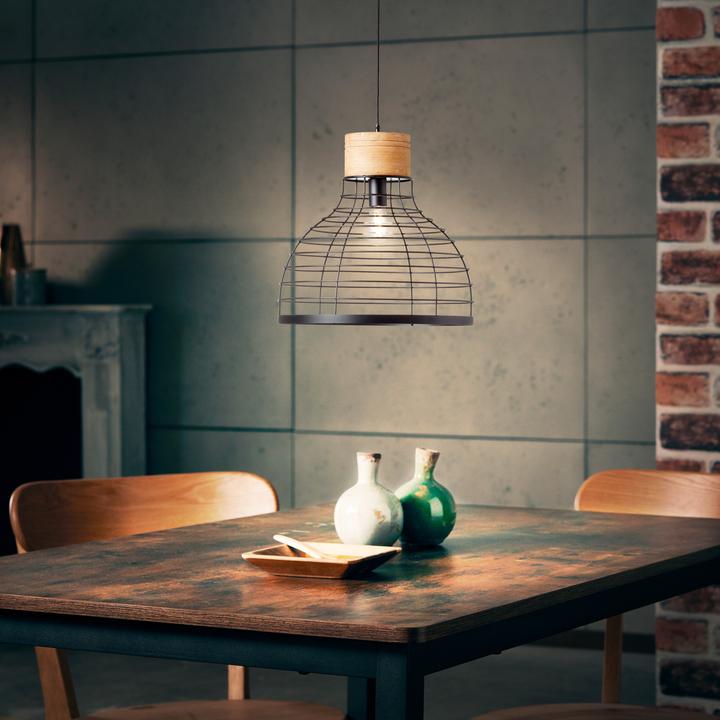 Actual product image Brilliant Avia pendant light 47cm black/wood (E27)