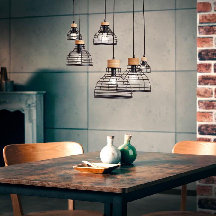 Produktbild Brilliant Avia Pendelleuchte 6flg schwarz/holz (E27)