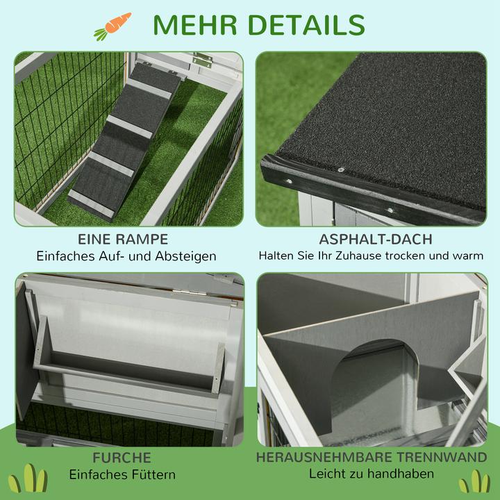 Image du produit PawHut Kaninchenstall Tannenholz Grau