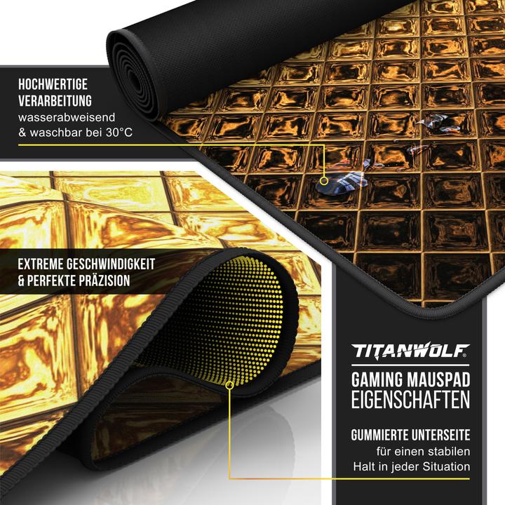 Produktbild Titanwolf Gaming Mauspad, 900 x 400mm XXL Mausmatte, verbessert Präzision & Geschwindigkeit, Luxus (XXL)