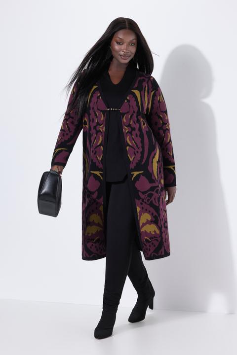 Actual product image Ulla Popken Long-Strickjacke, Ziernadel, V-Ausschnitt, Langarm (42, 44)