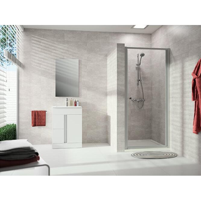 Hüppe, Duschkabine + Duschwand, Alpha 2 Schwingtür, in Nische, 800x1900mm, teilgerahmt (204 cm, 99 cm, 10 cm)