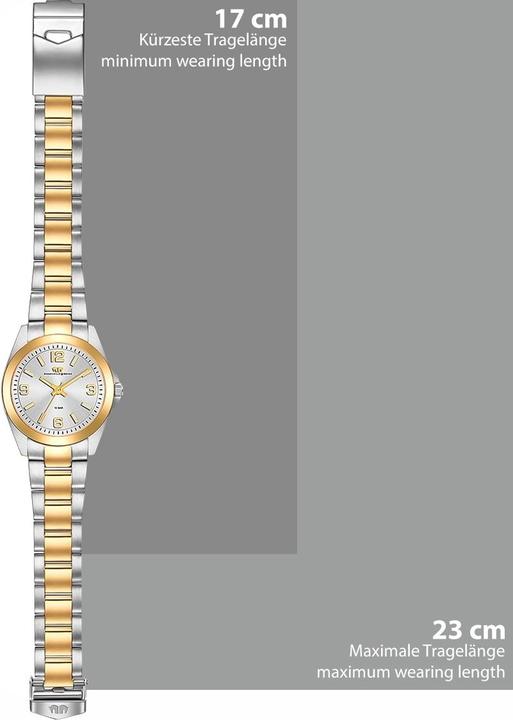 Image du produit Montre à quartz pour femme Majestia en acier inoxydable argent/or jaune - 32448 (Montre analogique, 37.50 mm)