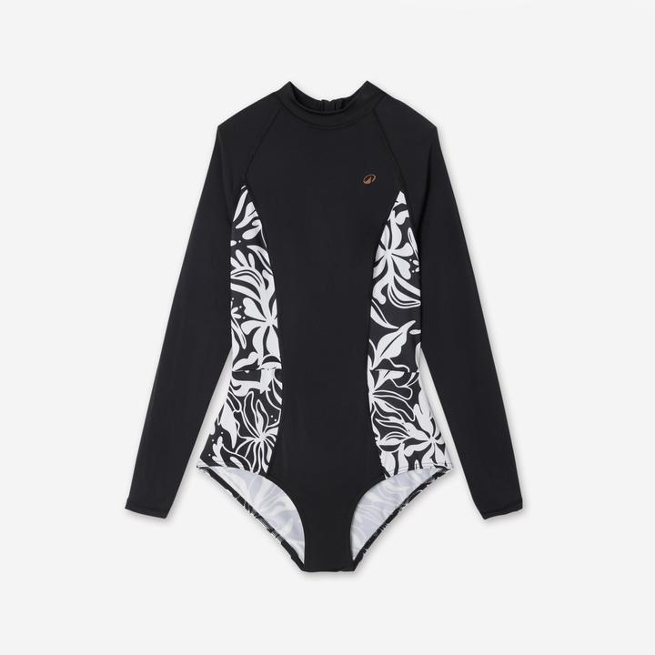 Actual product image Olaian Badeanzug Surfen Damen langarm Dani schwarz/weiss (42)