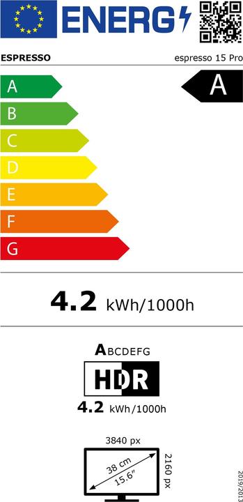 Label énergétique Espresso Displays Pro 15 (3840 x 2160 pixels, 15.60")