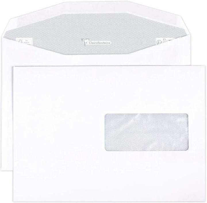 Produktbild Clairefontaine 500 Briefumschläge 162x229mm Fenster rechts 45x100mm maschinengeeignet Clairalfa (162 x 229 mm, 500 x)