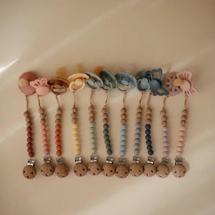 Actual product image Mushie Halo pacifier chain