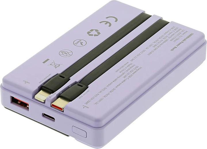 Actual product image Tellur Power Bank 10000mAh, USB-C + Lightning cables built-in purple (10000 mAh)