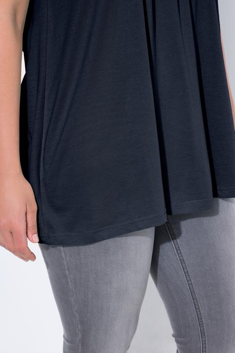 Produktbild Ulla Popken T-Shirt, Zierfalten, A-Linie, Rundhals, Halbarm, Modal (54)