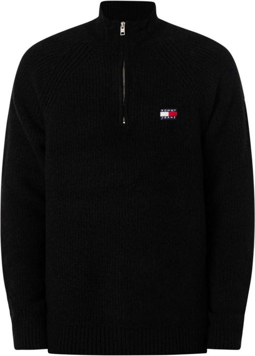 Tommy Hilfiger Tommy Jeans Regular Trui met 1/4 zip Heren - Zwart - Maat XL (XL)