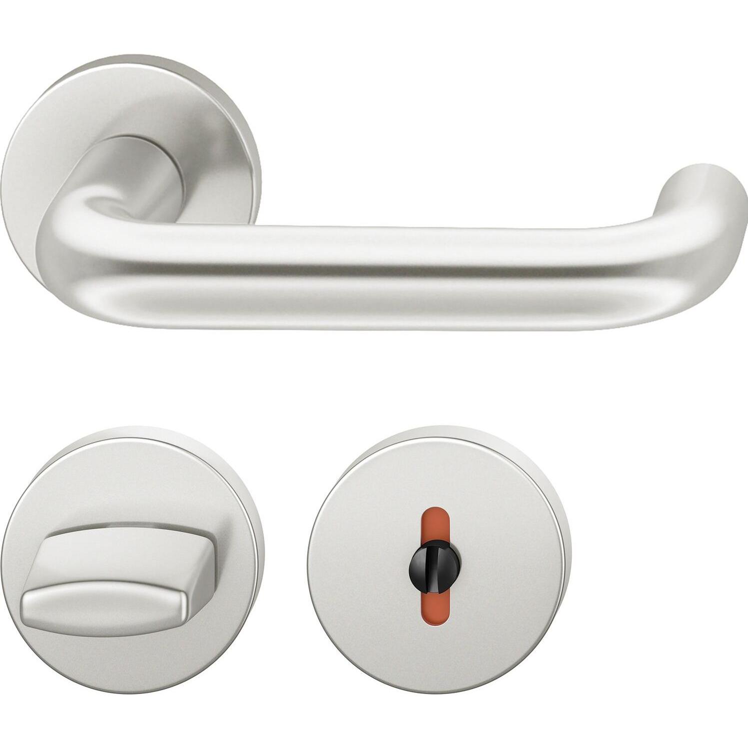 FSB, Türgriff + Fenstergriff, Drückergarnitur 12 1070 ASL auf Rosette WC DIN, silber eloxiert (Türgarnitur)