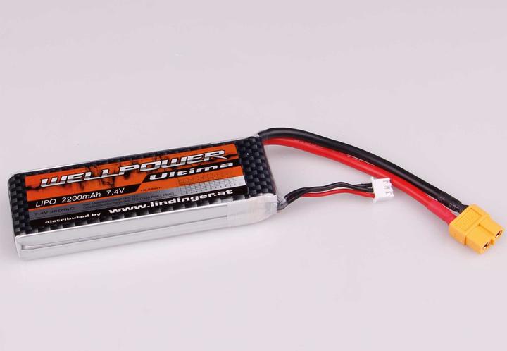 Wellpower batteria lipo ultima 2200 mah / 7,4 volt 2s 35/70c ch-5/8 xt-60 (7.40 V, 2200 mAh)