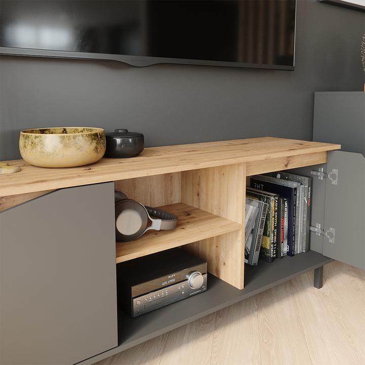 Image du produit Vichy Lowboard Marelle, Anthrazit/Artisan/Artisan, 150 x 60 cm mit 2 Türen