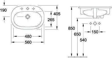 Produktbild Villeroy & Boch V&B Einbauwaschtisch O.NOVO 560x405mm mit ÜL we C+ (405 mm, 560 mm)