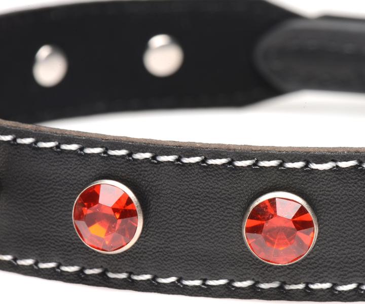 Produktbild XR Brands Rhinestone Choker With O-Ring - Black/Red
