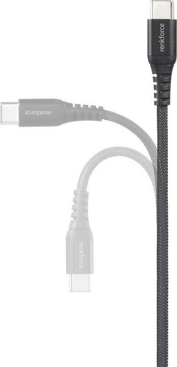 Actual product image Renkforce USB-C cable, highly flexible, 1 m (1 m, USB 2.0, 60 W)