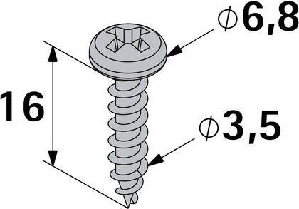Produktbild Hettich Befestigungsschraube fr Stangenscharniere Linsenkopf 3,5x16 mm schwarz 40 Stck (40 Schrauben pro Stück)