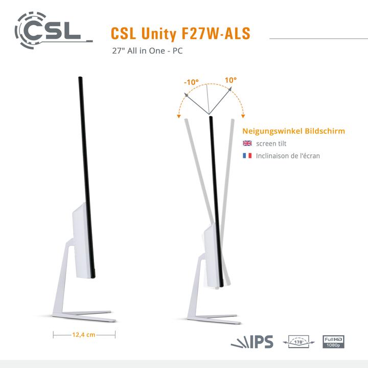 Produktbild CSL All-in-One-PC Unity F27W-ALS 256 GB 8 GB RAM Win 11 Pro (256 GB, 8 GB, Intel UHD Graphics)