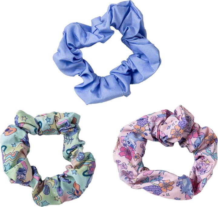 Actual product image Disney Stitch Hair Scrunchies for Girls and Women, Non-Slip and Soft Ponytail Holder - 3 Scrunchies (Hair tie)