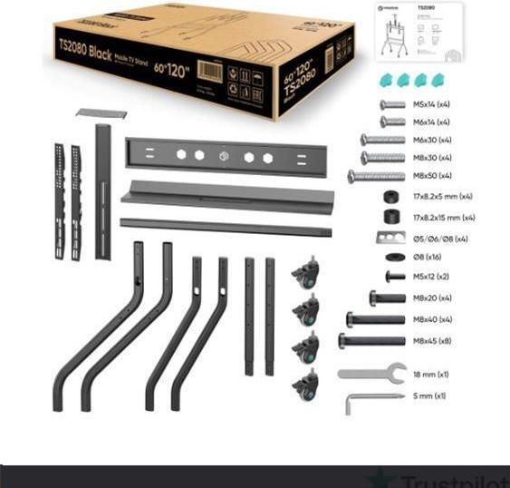 Immagine prodotto Onkron Supporto TV mobile per 60" - 120" fino a 150 kg, con supporto, nero VESA: 200x200 - 1000x600 (150 kg, 60" - 120")
