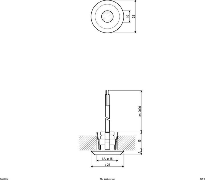 Actual product image EVN P441002 stainless steel LED recessed luminaire 1W 3000K (55 lm, IP44)