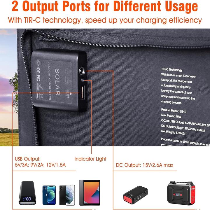 Produktbild Powkey Solarmodul (40 W, 1.90 kg)
