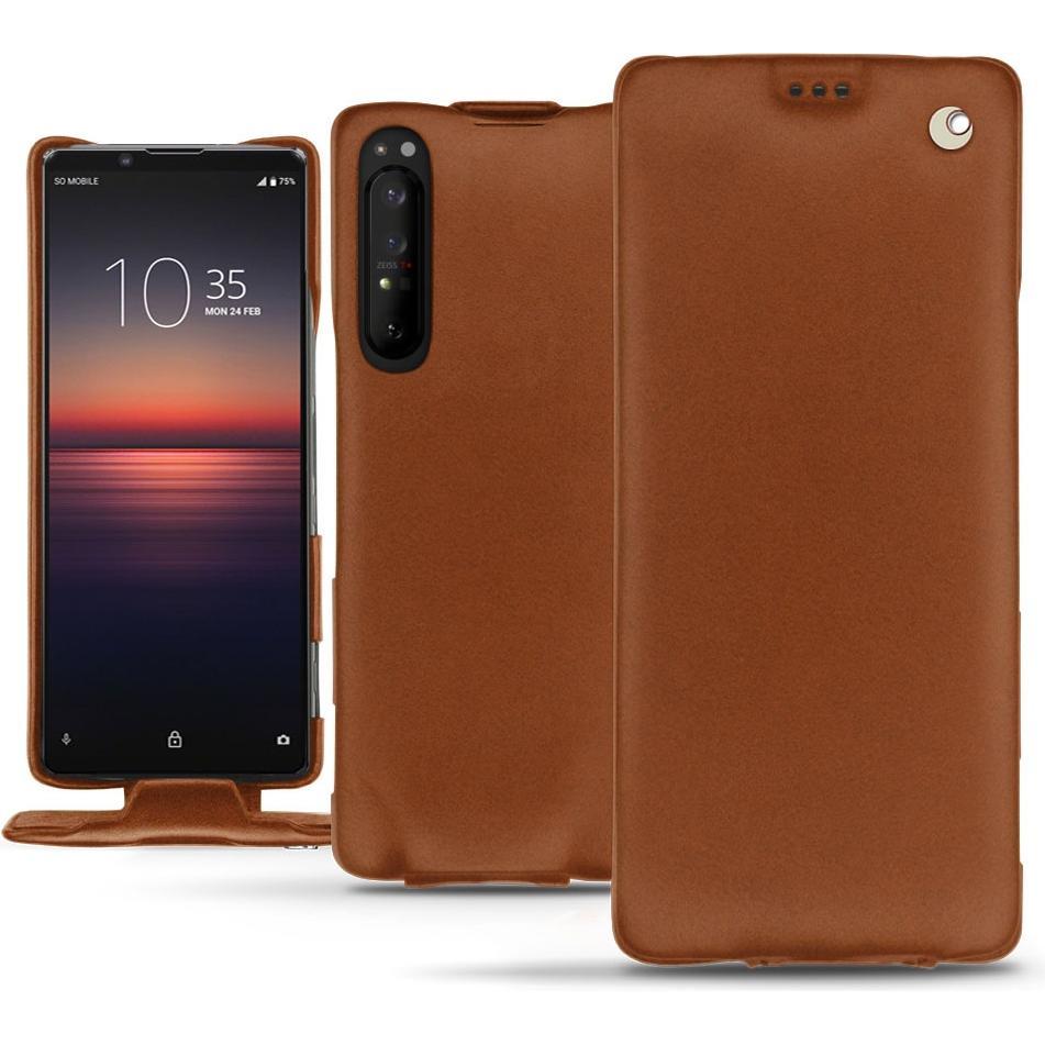 Noreve Lederschutzhülle vertikal (Sony Xperia 1 II), Smartphone Hülle, Braun